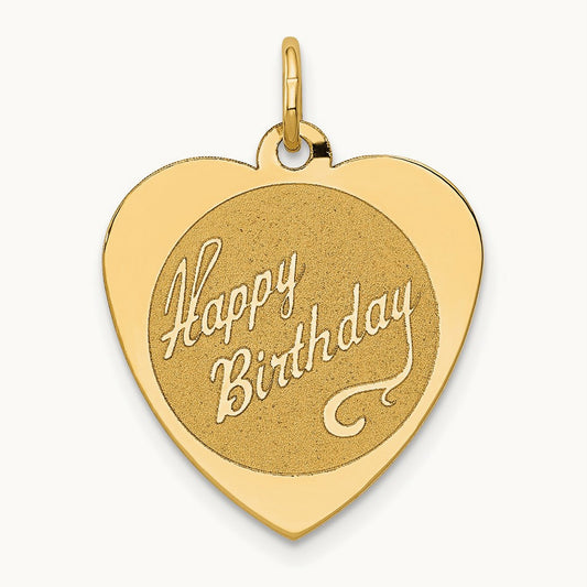 HAPPY BIRTHDAY Heart Disc Charm, 14K