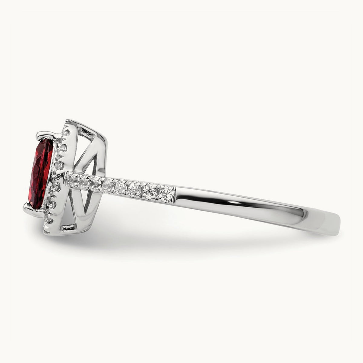 Garnet Jan Birthstone Ring, 0.20 ct tw Lab-Grown Diamond
