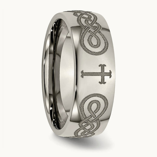 Polished Cross Laser Design Band — photo set