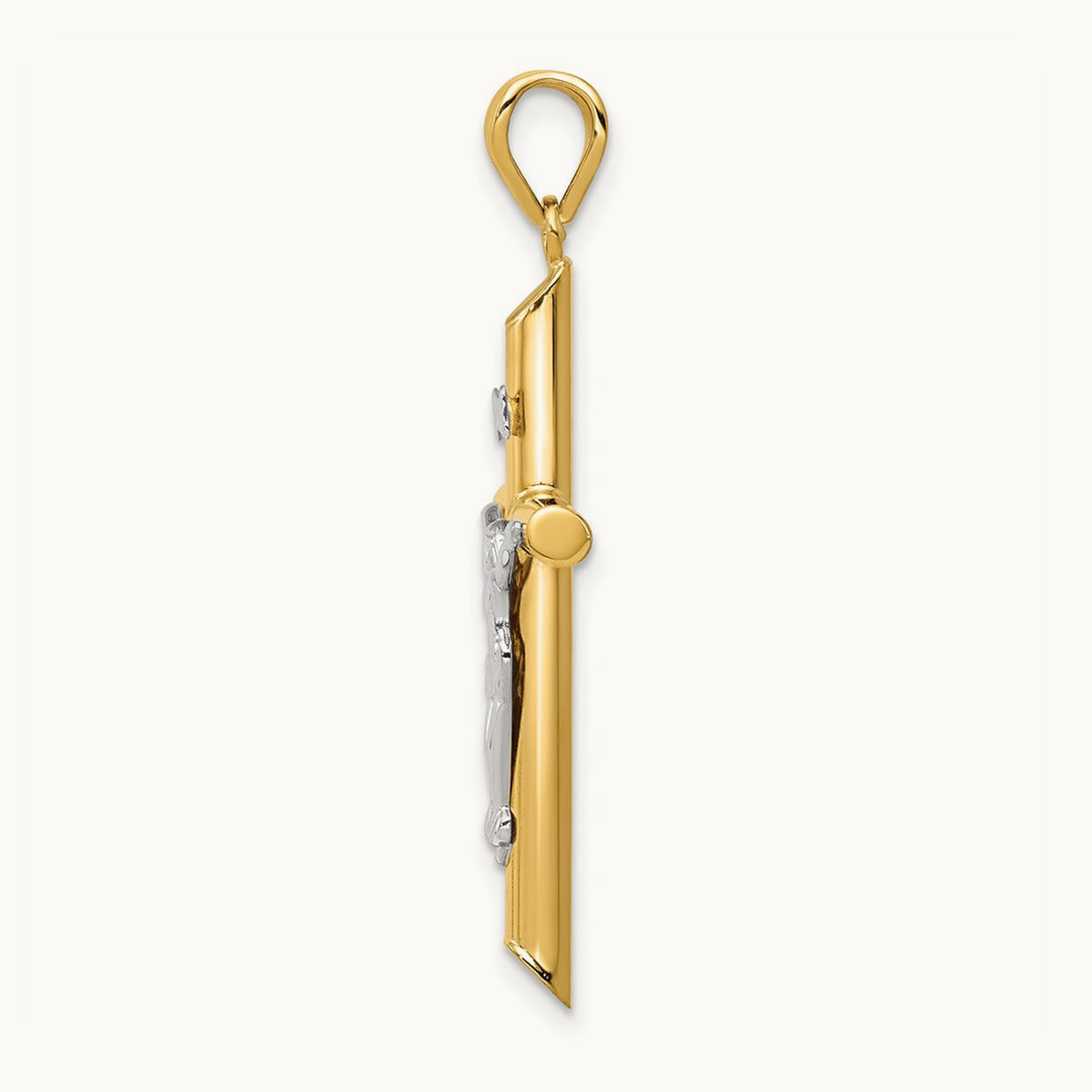 Hollow Crucifix Pendant, 14K Two-tone