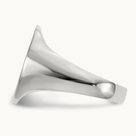 15.0x18. Closed Back Mens Signet Ring, 5mm, 14K White Gold