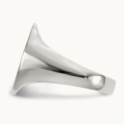 15.0x18. Closed Back Mens Signet Ring, 5mm, 14K White Gold