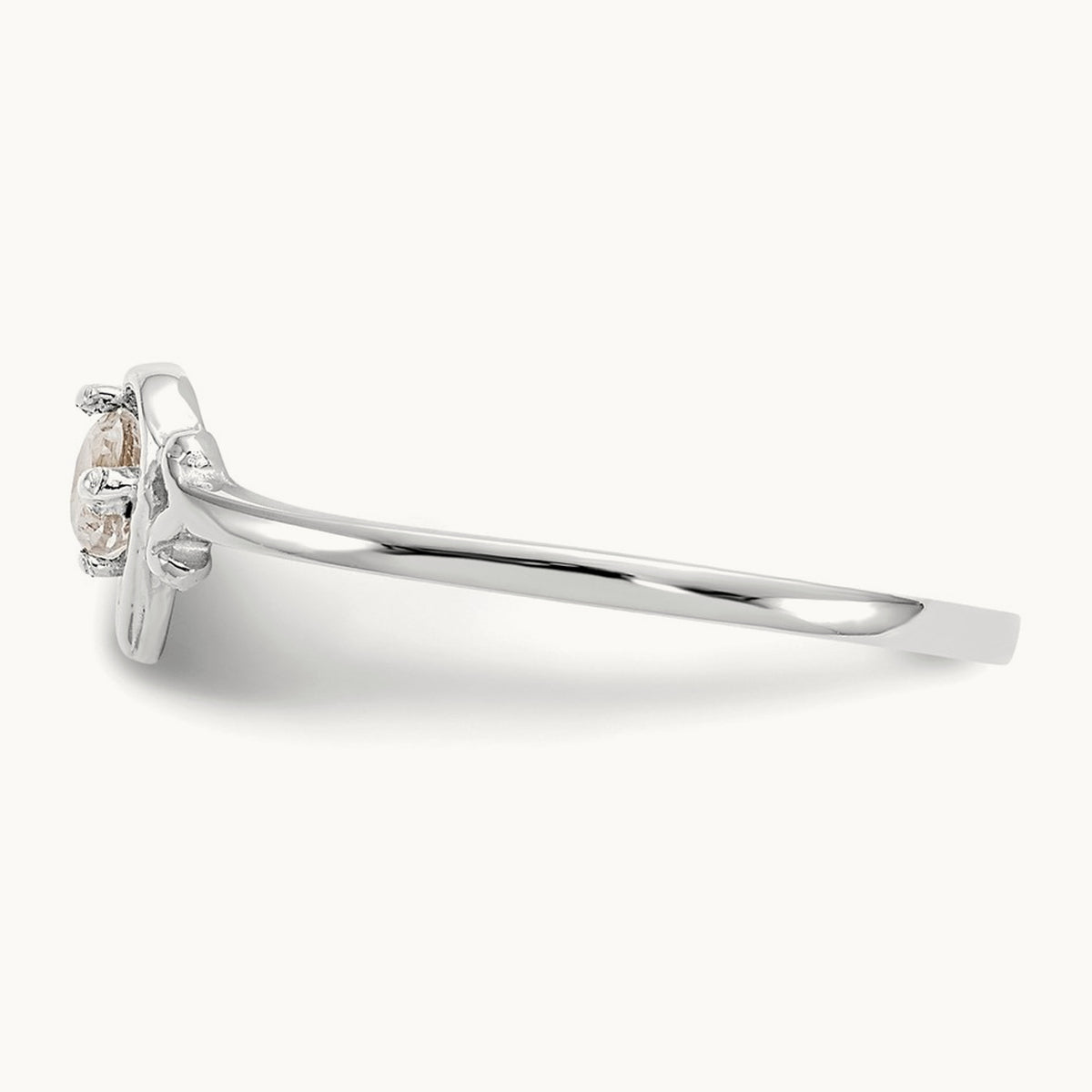 Topaz Birthstone Heart Ring — 14K White Gold, 7