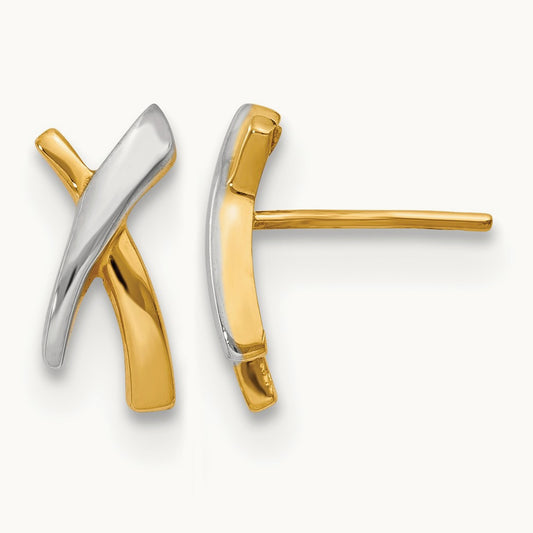 w/Rhodium X Post Earrings, 14K — Leslie's