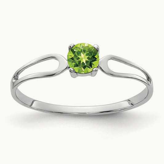 Peridot Ring — 14K White Gold