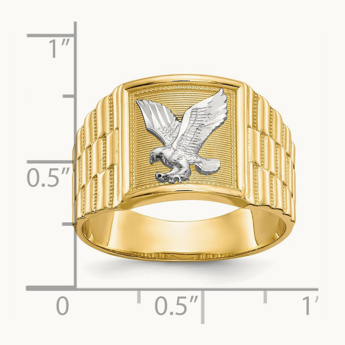 Men's Eagle Ring, 14K with Rhodium