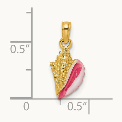 Textured and Enamel Conch Shell Pendant — 17mm