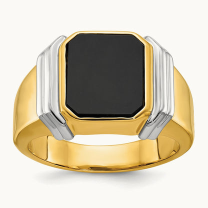 IBGoodman Men's Onyx Complete Ring, 14K Two-tone