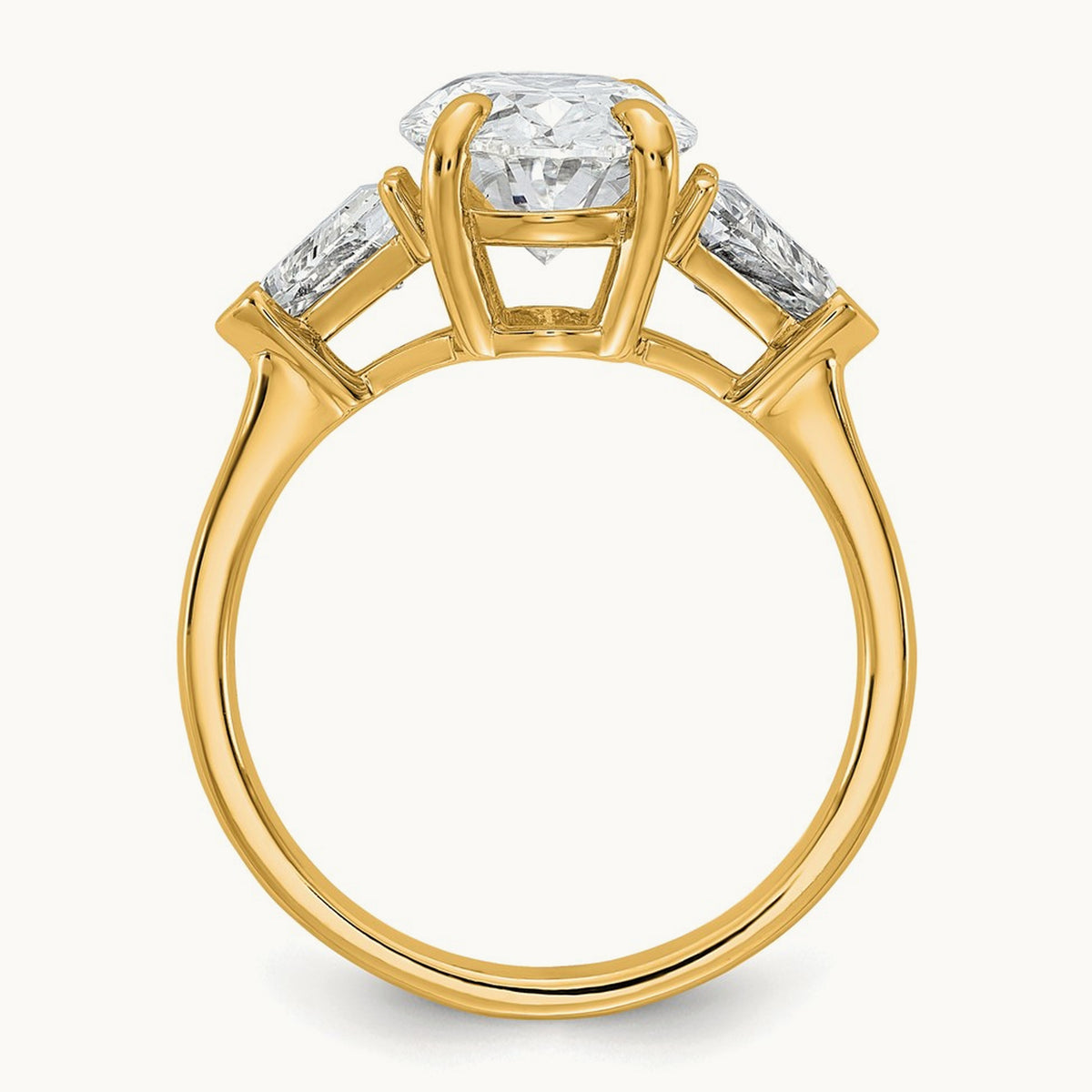 Oval & Trillion 3 Stone Engagement Ring, 1.50-4.00 ct tw Lab-Grown Diamond — 4 1/8 ct, 14K Yellow Gold