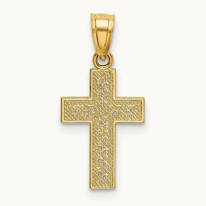 Diamond-cut Cross w/X Center Pendant, 14K