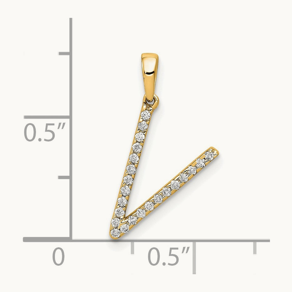 Diamond Letter V Initial Pendant, 14K