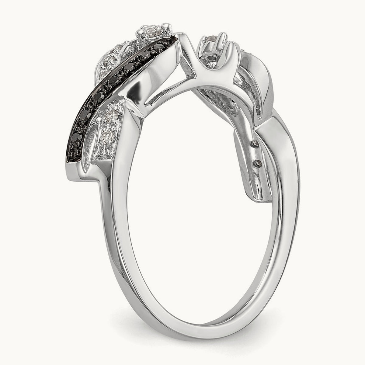 Black and White Diamond Wrap, 14K White Gold
