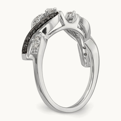 Black and White Diamond Wrap, 14K White Gold