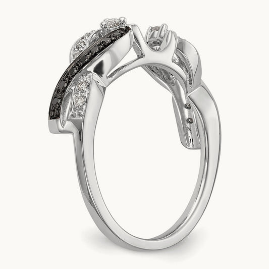 Black and White Diamond Wrap, 14K White Gold