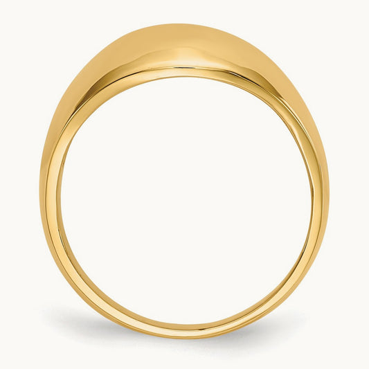 Domed-top Tapered Cigar Band Ring, 10mm, 14K