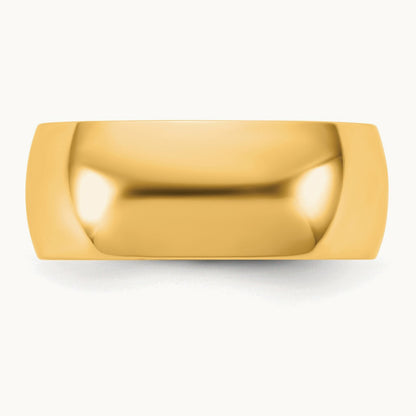 Lightweight Half Round Band, 7.5mm, 10K Yellow Gold