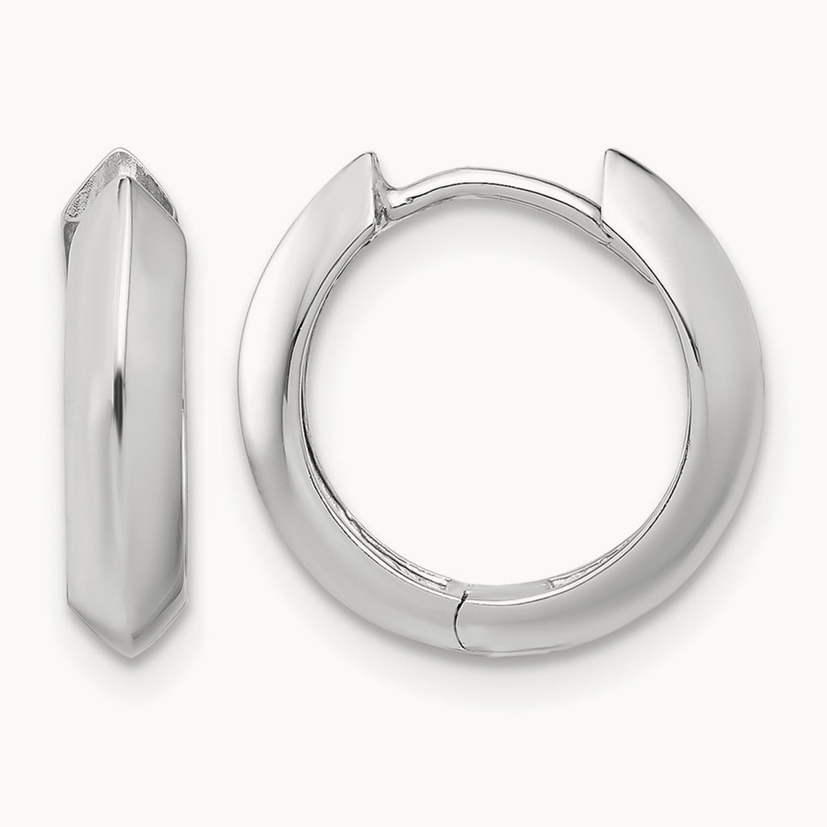 Polished Hinged Huggie Earrings — 10K White Gold