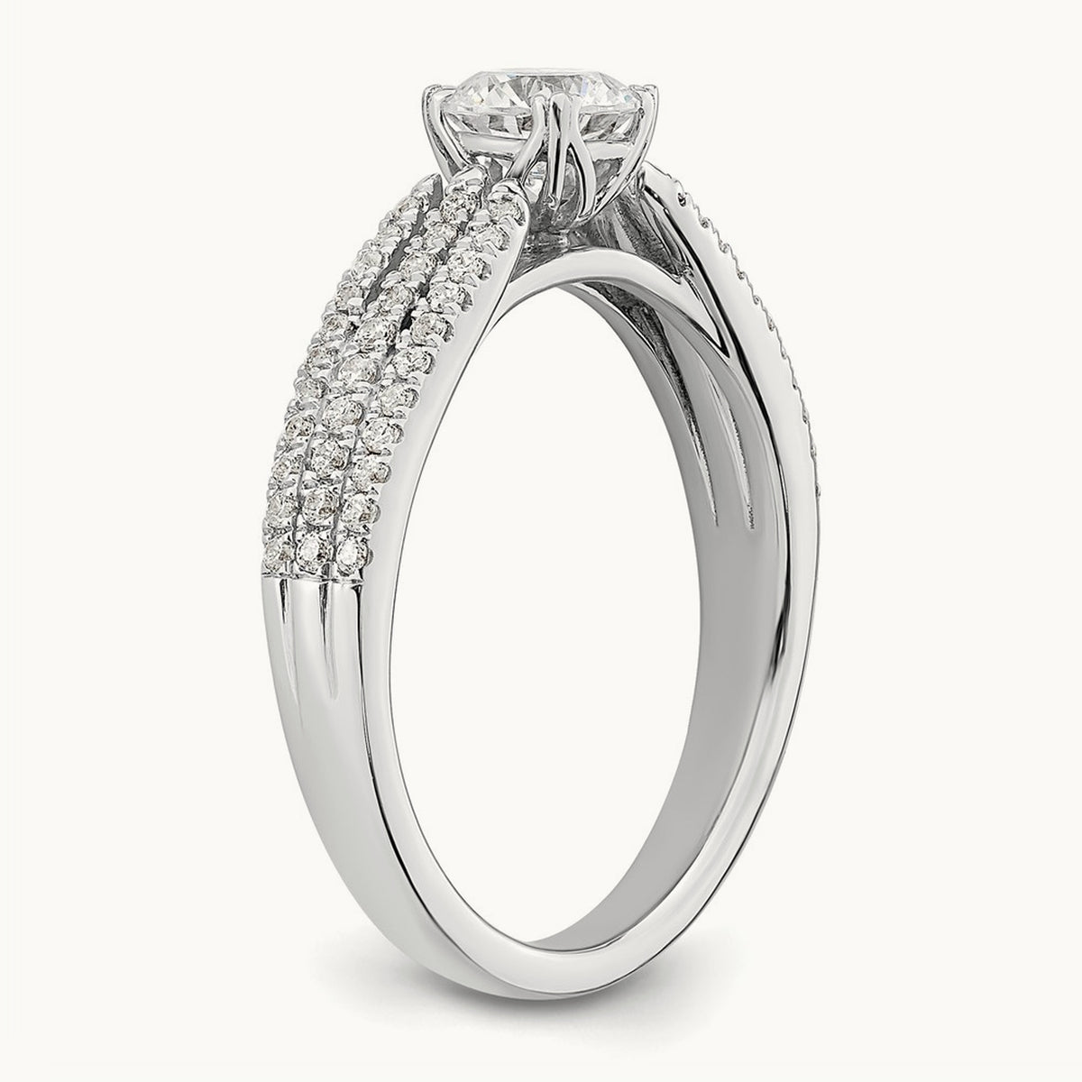 3-Row Round Semi-Mount Engagement Ring, 0.50-1.00 ct tw