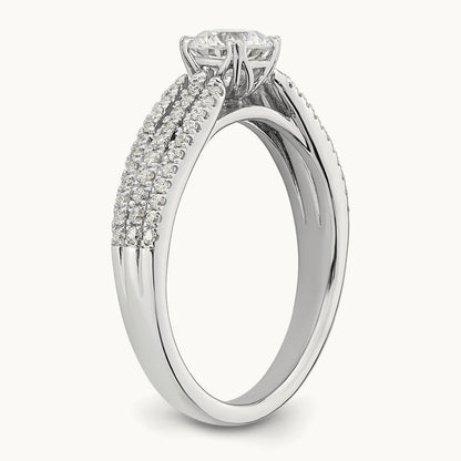 3-Row Round Semi-Mount Engagement Ring, 0.50-1.00 ct tw