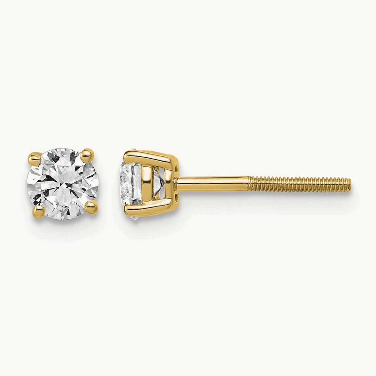 Lightweight Screwback Earrings, 0.25-4.00 ct tw Lab-Grown Diamond — 3/4 ct, 14K Yellow Gold