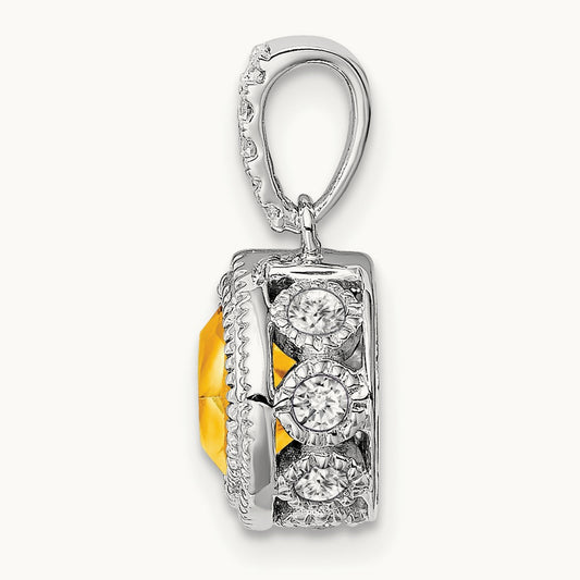 Cushion Citrine and Diamond Pendant — photo set