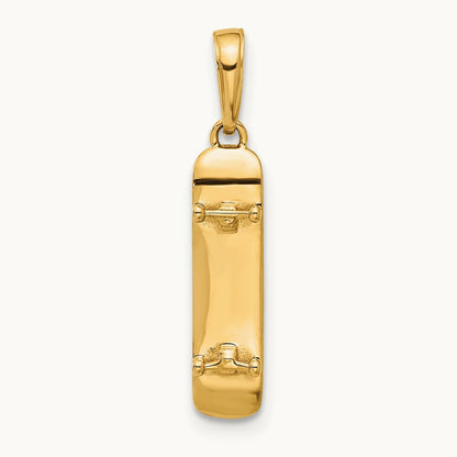 D/C Skateboard Pendant, 14K with White Rhodium