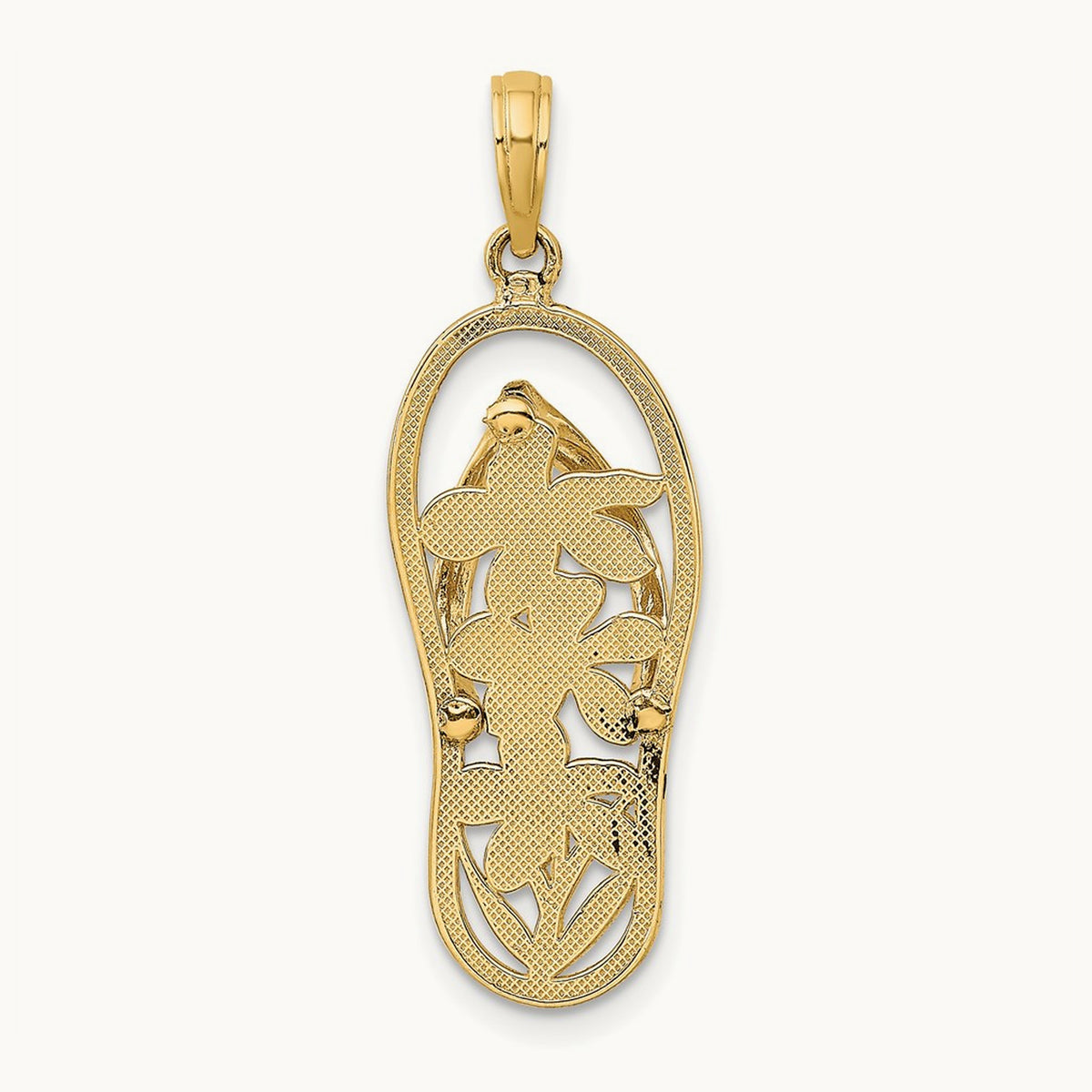 Polished Multi Flower Flip-Flop Charm — 14K Yellow Gold