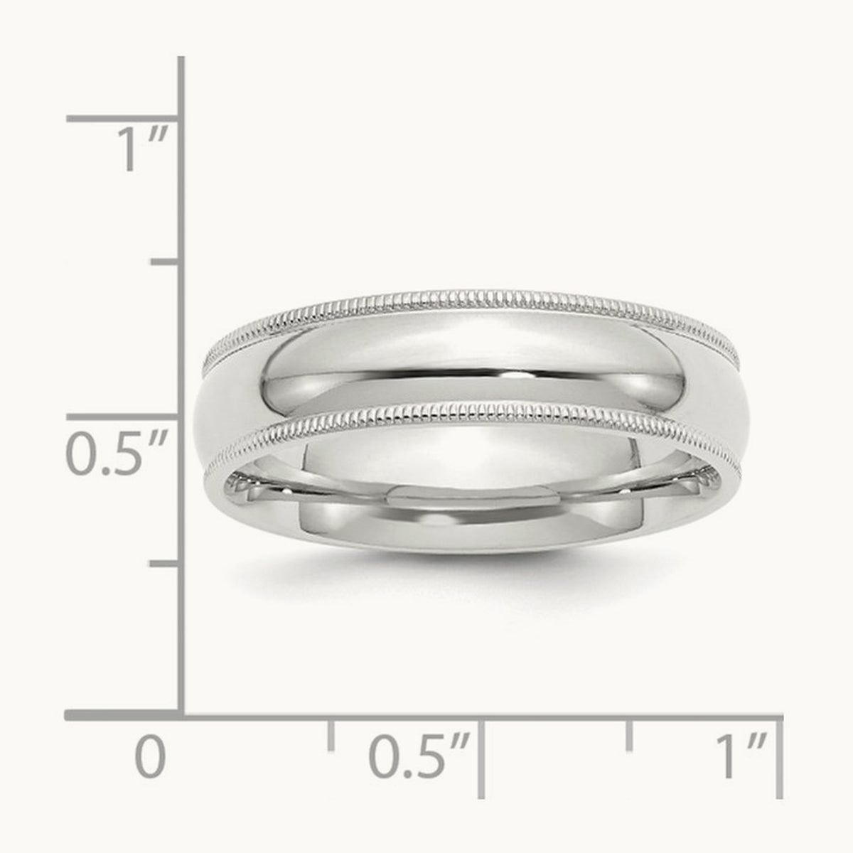 Milgrain Comfort Fit Band — 14K White Gold, 6mm