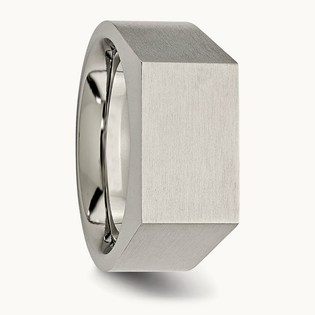 Brushed and Polished Signet Ring — 10