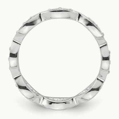 Polished Vintage Pave Diamond Eternity Band, 14K Gold in 14K White Gold