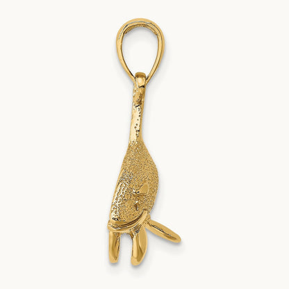 2-D Textured Orca Whale Charm, 14K