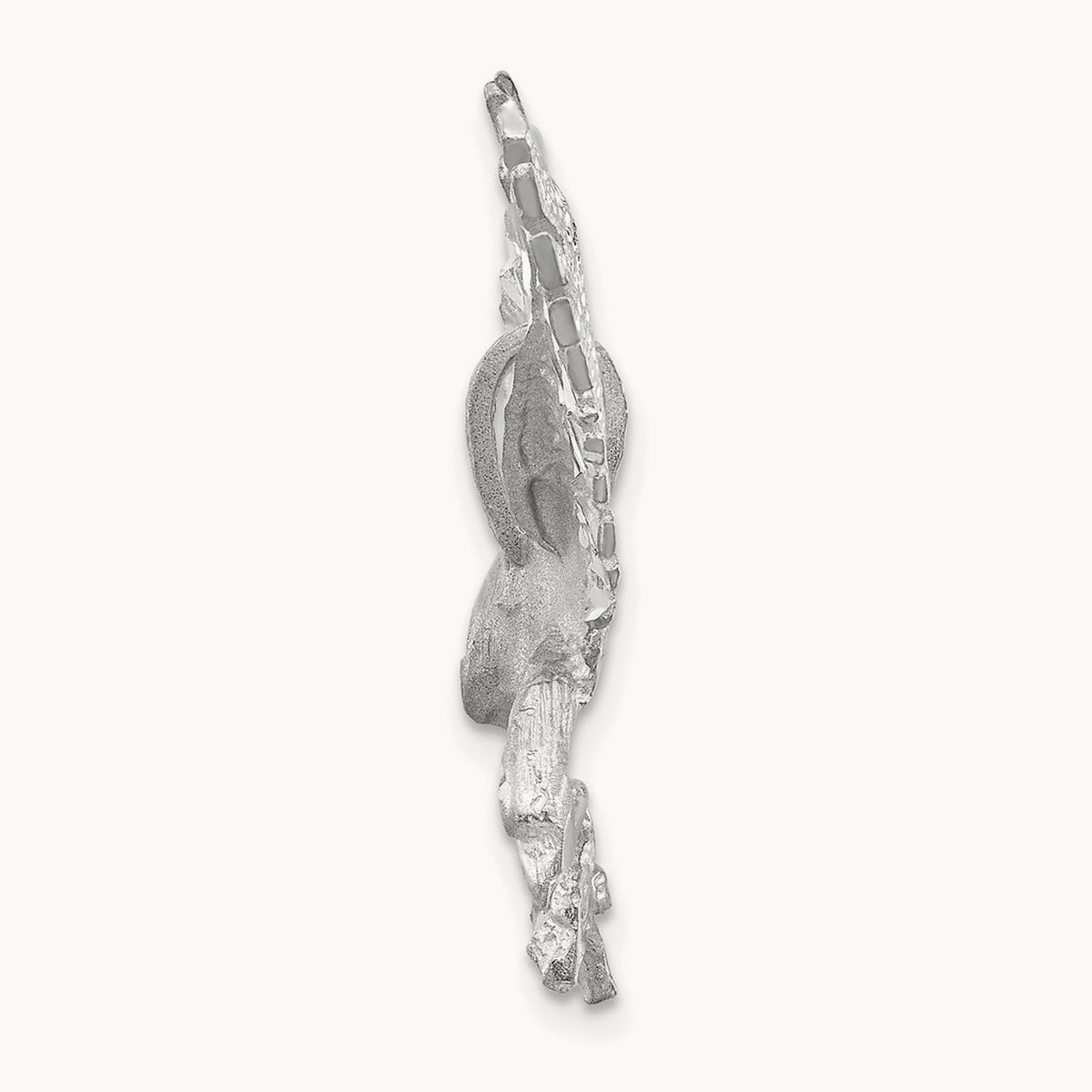 Polished Diamond-cut Eagle Pendant, 14K White Gold