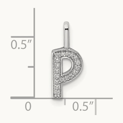 Diamond Letter P Initial Pendant, 14K White Gold