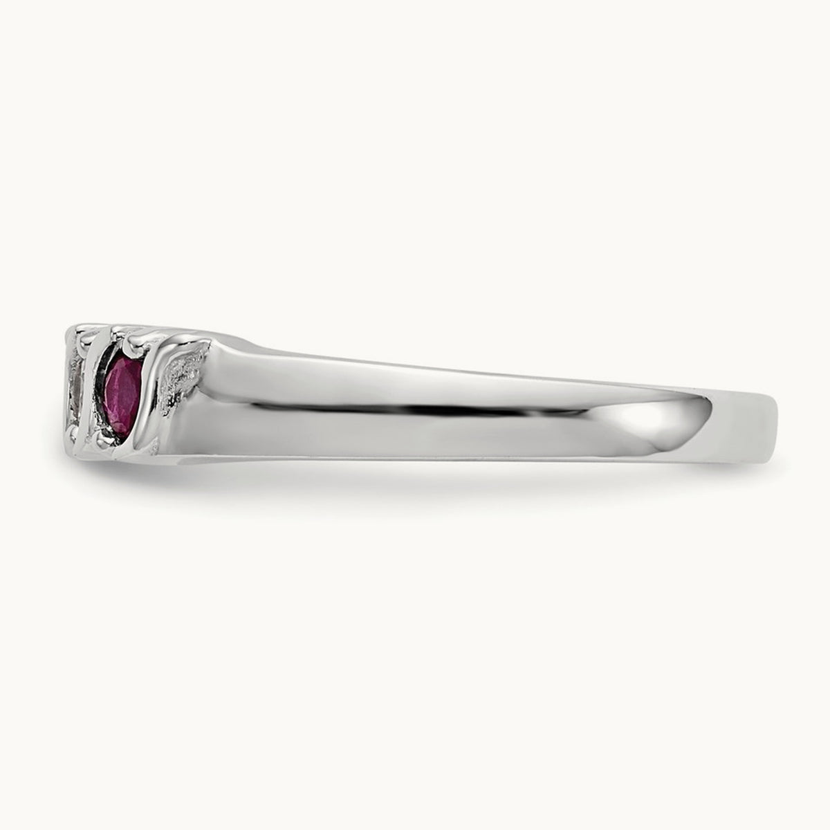 Diamond with Ruby Band — 14K White Gold, 0.2 ct, 7