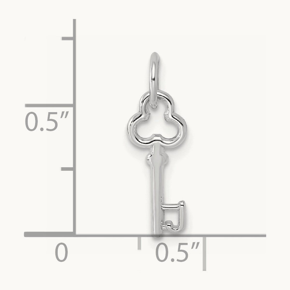 Key Initial Charm — 14K White Gold, J