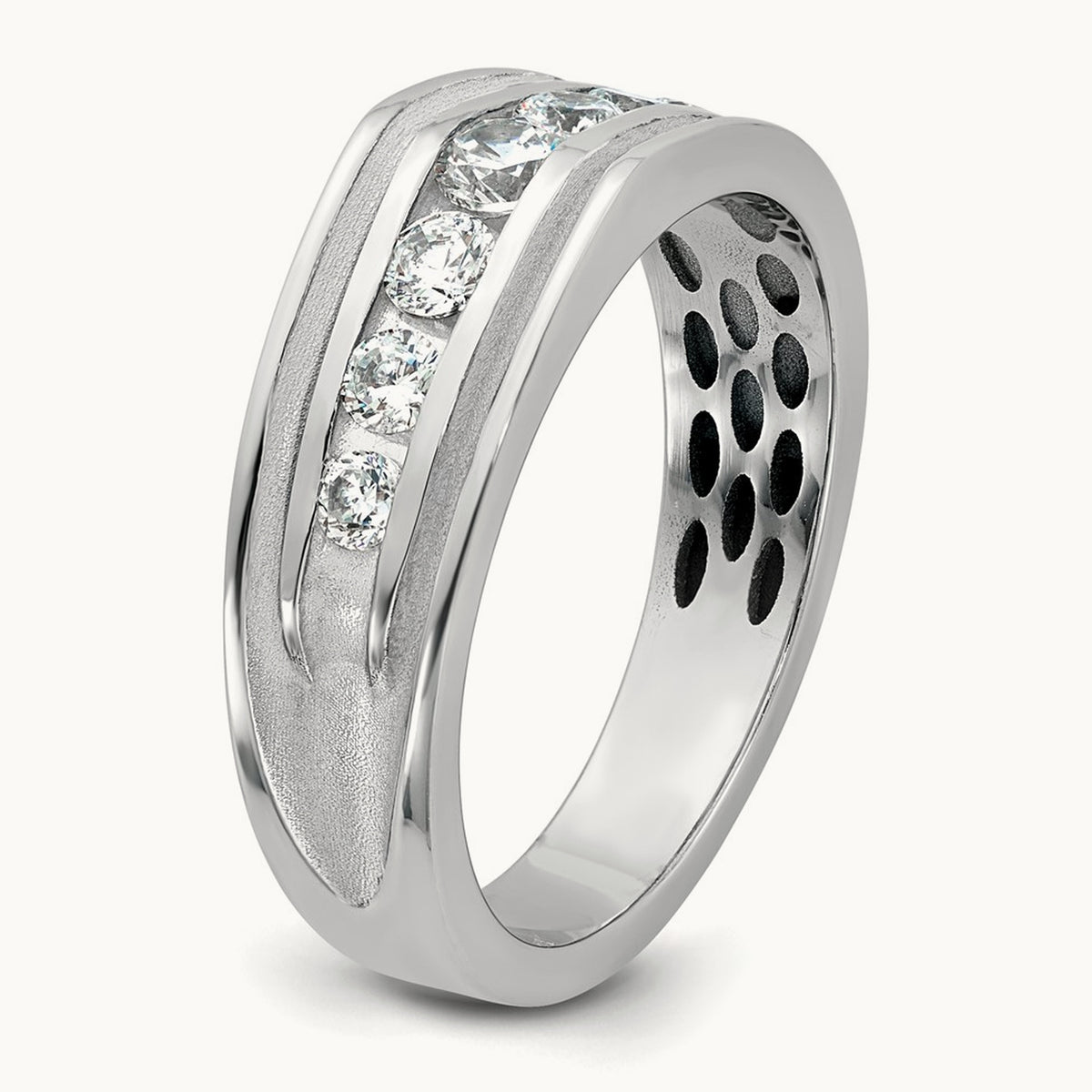 IB Goodman Mens Polished Complete 7-Stone 5/8ct Diamond Ring, 14K White Gold