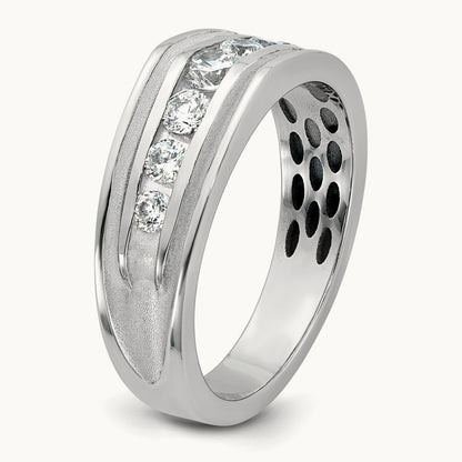 IB Goodman Mens Polished Complete 7-Stone 5/8ct Diamond Ring, 14K White Gold