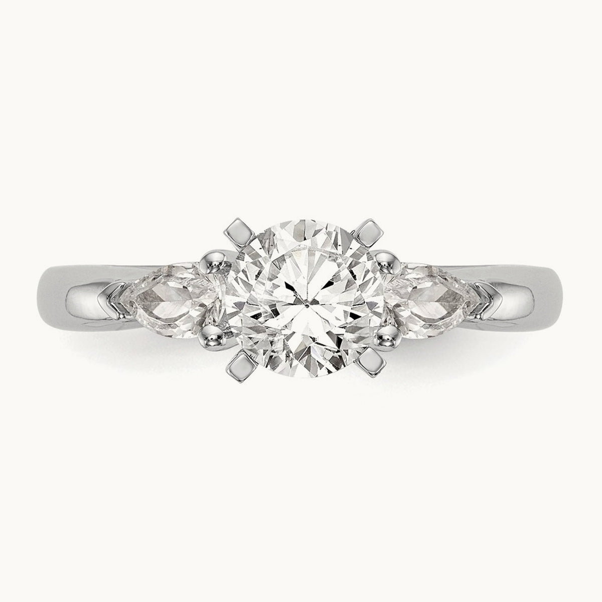 3-Stone Diamond Semi-Mount Peg Set Engagement Ring, 14K White Gold