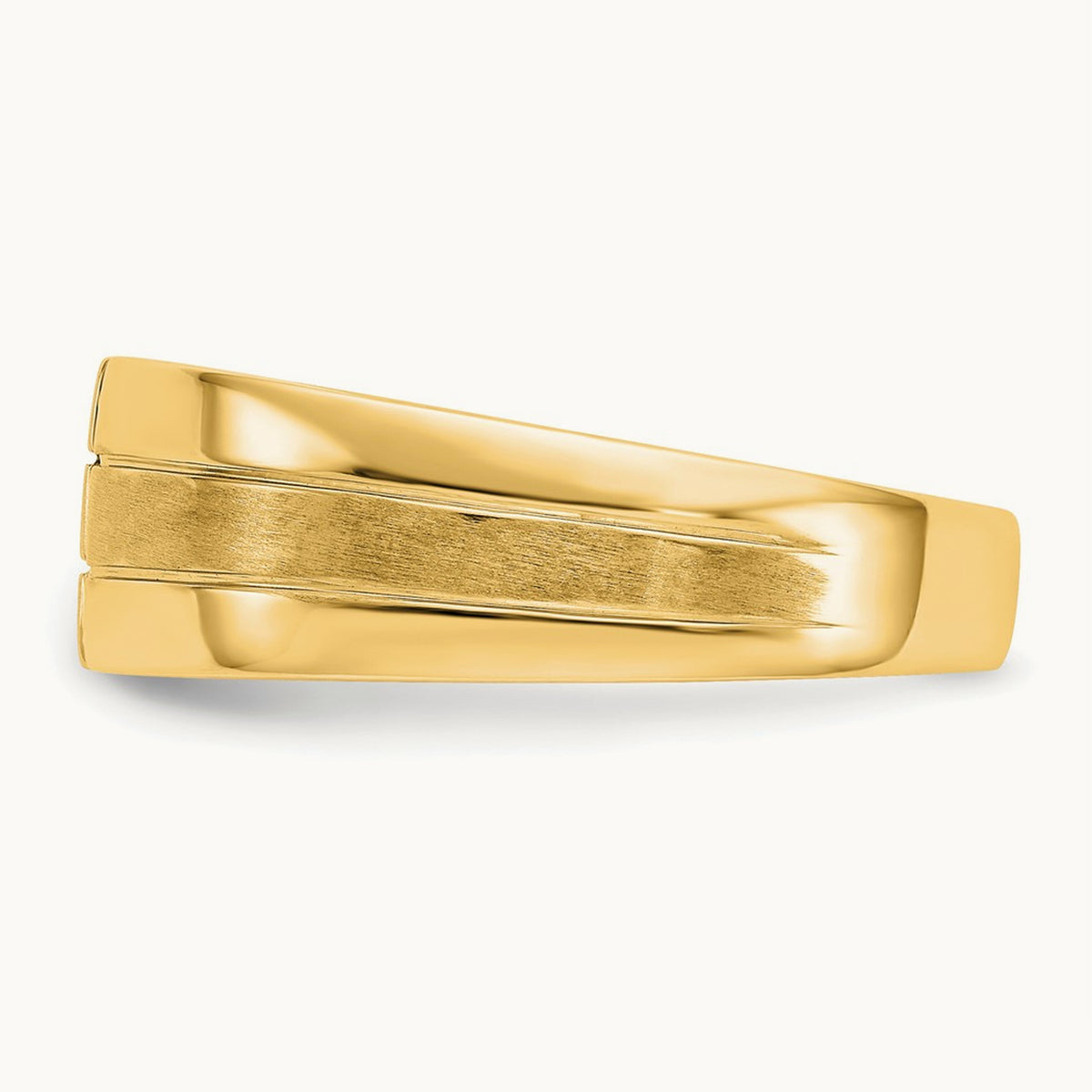 Men's Diamond Polished and Satin Ring — 14K Yellow Gold