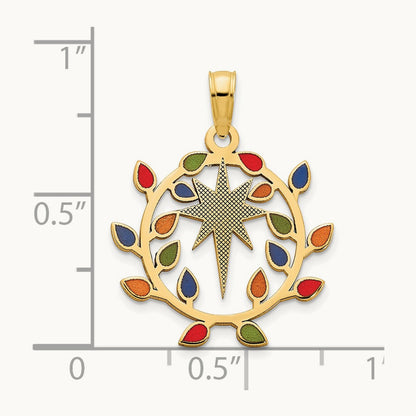 Epoxy Christmas Lights and North Star Pendant, 14K