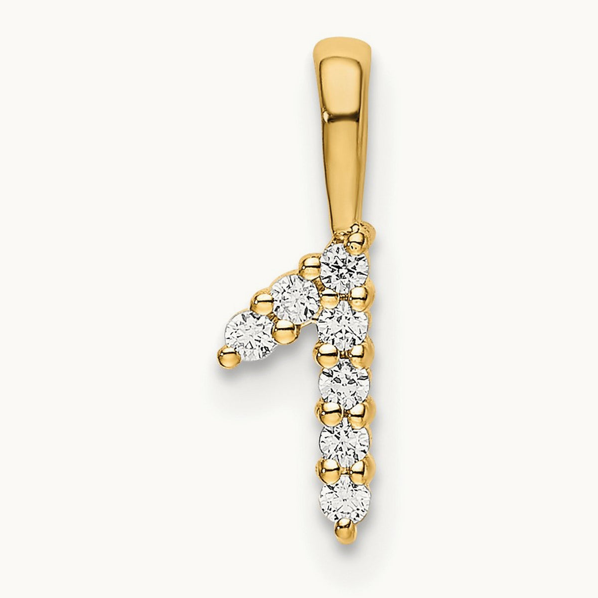 Diamond Number 1 Pendant — 14K Yellow Gold, 13mm
