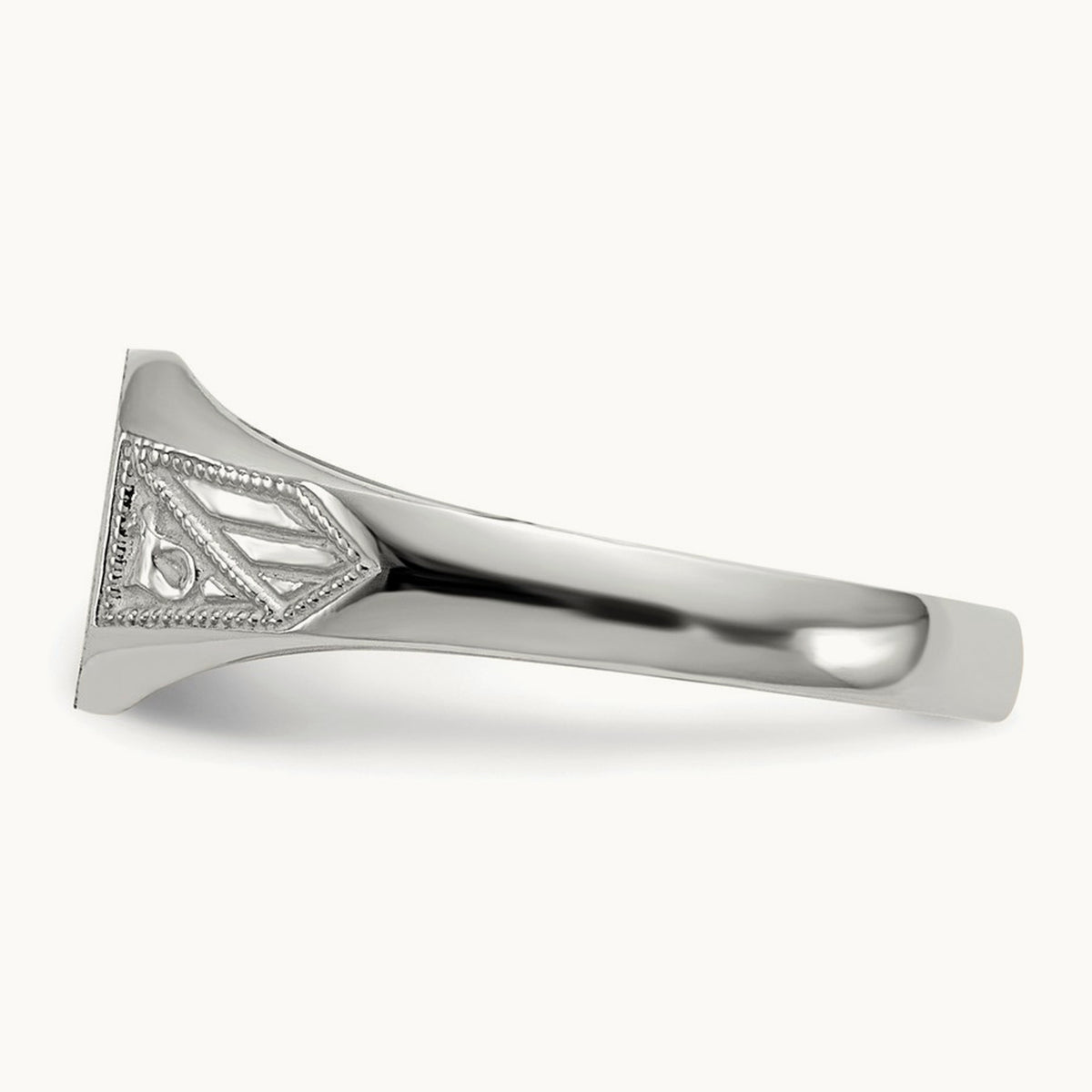 9.0x7. Closed Back Signet Ring, 0mm, 14K White Gold