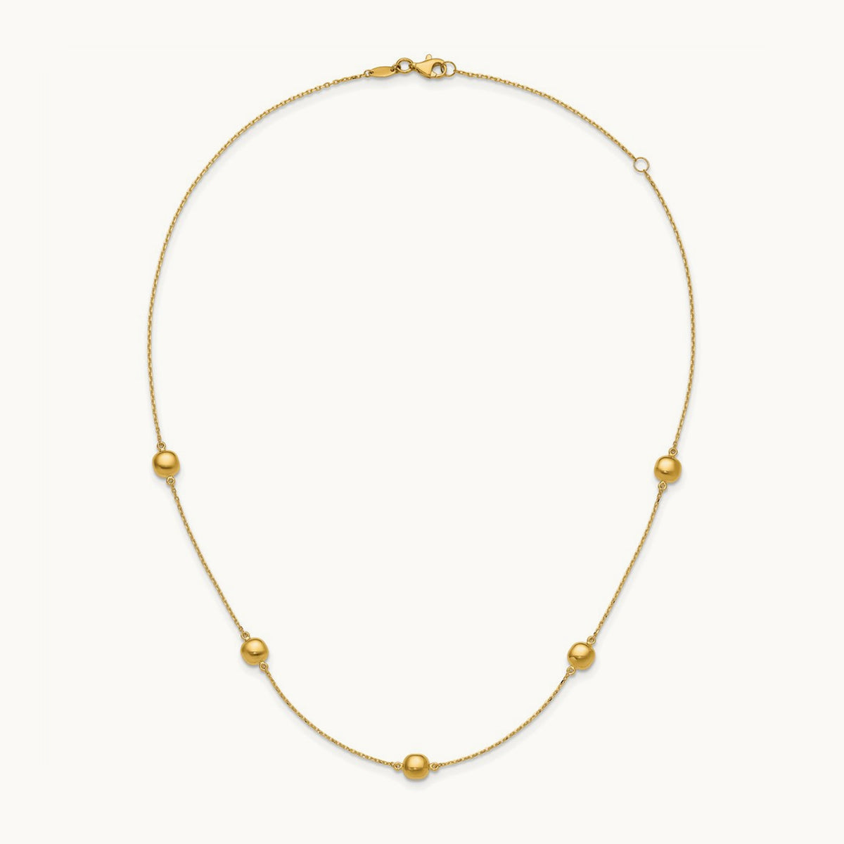 Polished 5 Station 16in w/2 in ext. Necklace, 14K