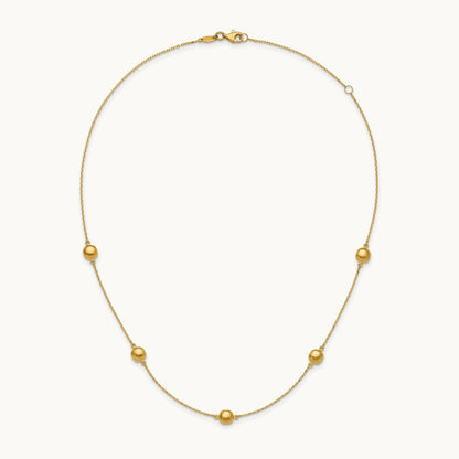 Polished 5 Station 16in w/2 in ext. Necklace, 14K