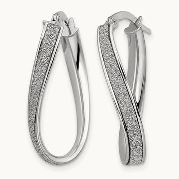 Polished Glimmer Infused Oval Hoop Earrings, 14K White Gold — Leslie's