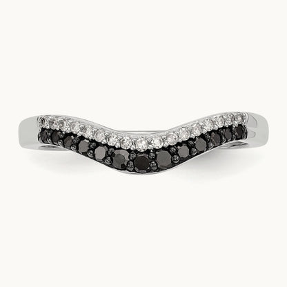 Black and White Diamond Band, 14K White Gold