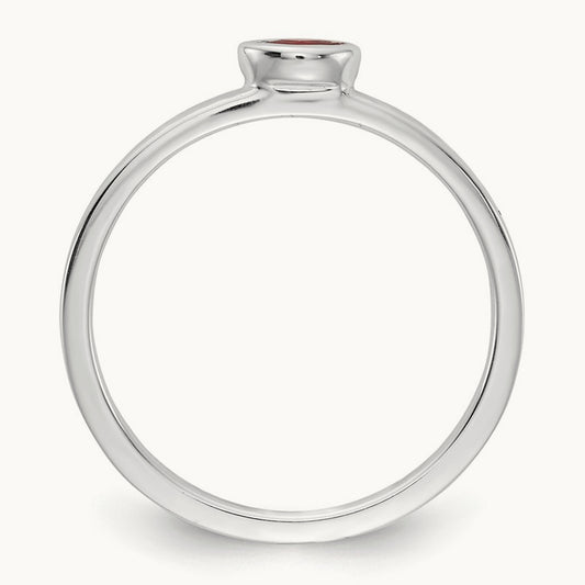Bezel-set Marquise Garnet Ring, 14K White Gold