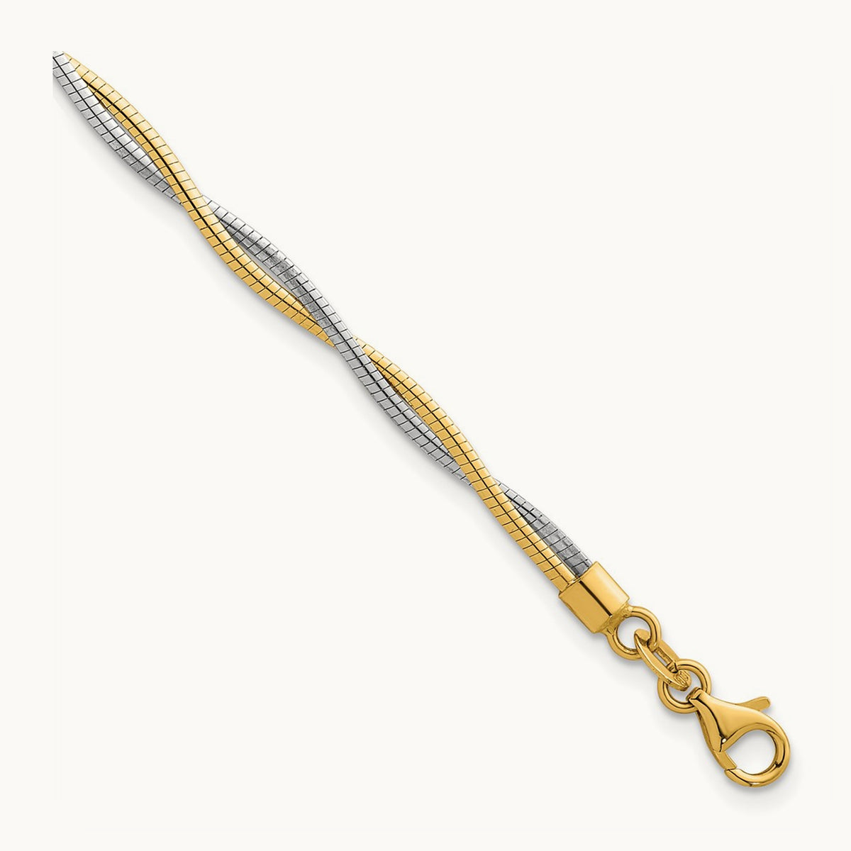 Polished Twisted Omega 7.5in Bracelet, 14K Two-tone