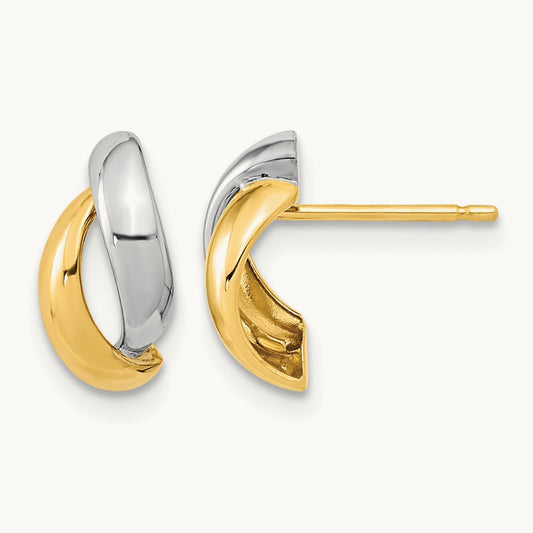 White Rhodium Fancy Teardrop Post Earrings, 14K Gold
