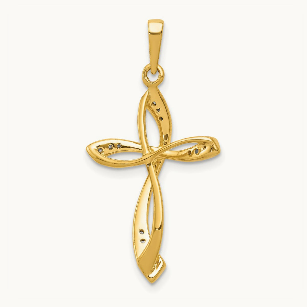 Cross Pendant, 0.07 ct tw Lab-Grown Diamond — 14K Yellow Gold